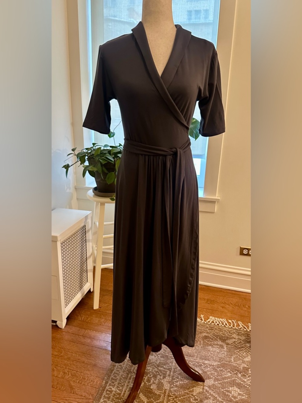 Quince Classic Blue Grey Wrap Maxi Dress